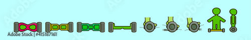 set of segways cartoon icon design template with various models. vector illustration isolated on blue background