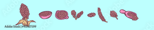 set of sorghum cartoon icon design template with various models. vector illustration isolated on blue background