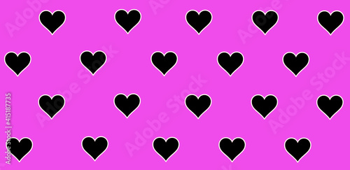 Black hearts in pink background, heart texture