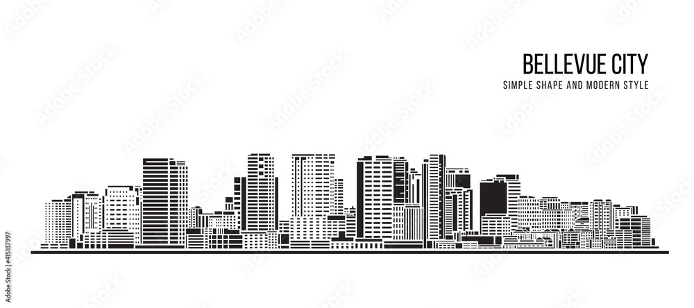 Cityscape Building Abstract Simple shape and modern style art Vector design - Bellevue city