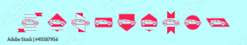 set of prius badges cartoon icon design template with various models. vector illustration isolated on blue background