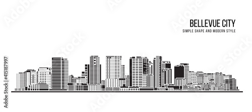 Cityscape Building Abstract Simple shape and modern style art Vector design - Bellevue city photo