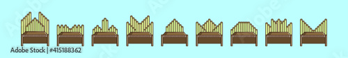 set of pipe organ cartoon icon design template with various models. vector illustration isolated on blue background
