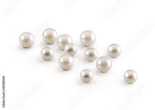 White pearls isolated on white background