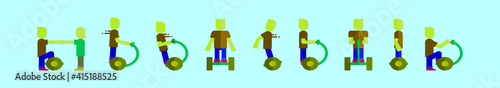 set of playing segway cartoon icon design template with various models. vector illustration isolated on blue background