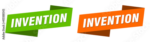 invention banner. invention ribbon label sign set