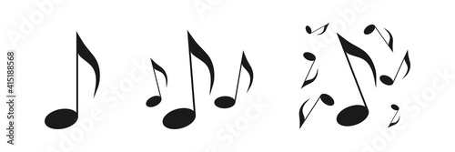 Musical notes icons set. Black icon on a white background. Illustration