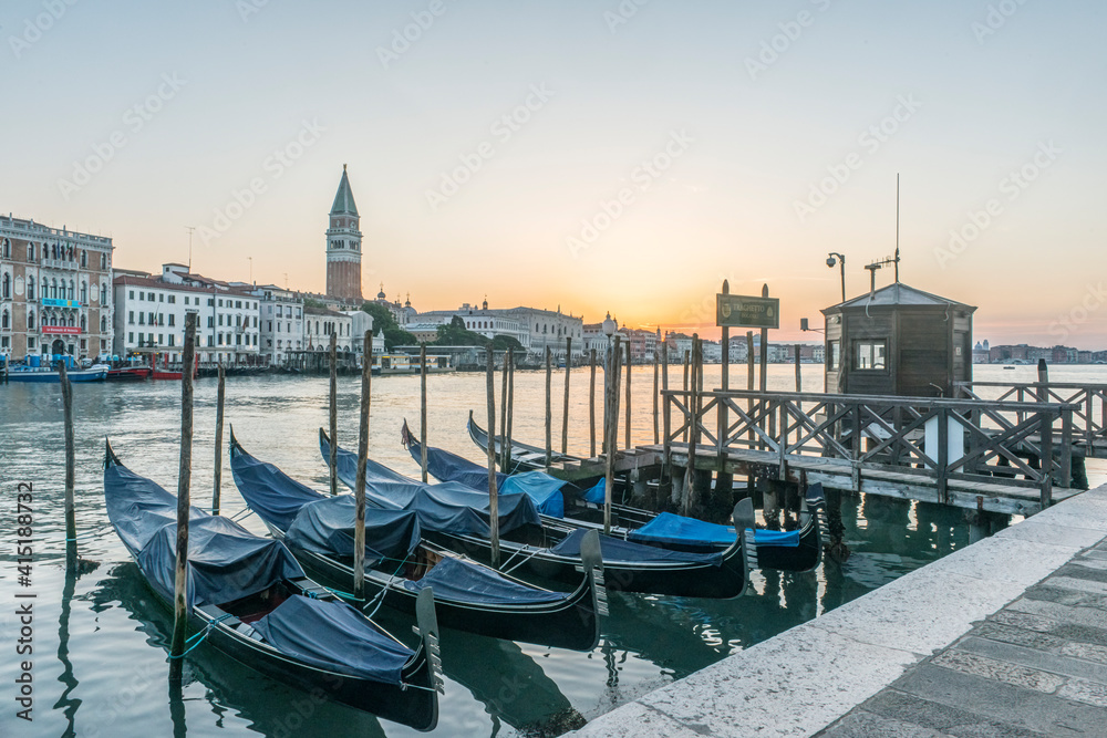 Italy, Venice. Gondola Sunrise