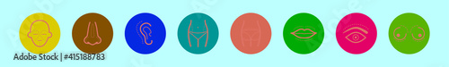 set of plastic surgery cartoon icon design template with various models. vector illustration isolated on blue background