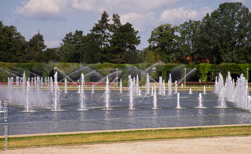 Multimedia fountain near Centennial hall in Wroclaw. Poland