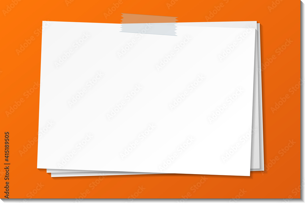 Empty paper note template stick with tape Empty paper note template stick with tape