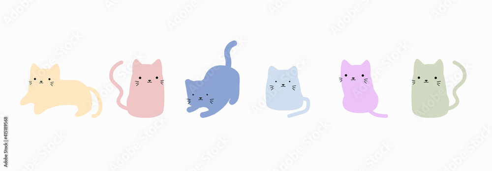 Cute cat doodle vector set Cute cat doodle vector set