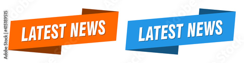 latest news banner. latest news ribbon label sign set