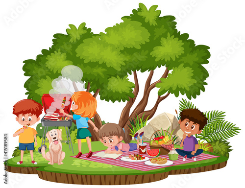 People picnic at the park isolated