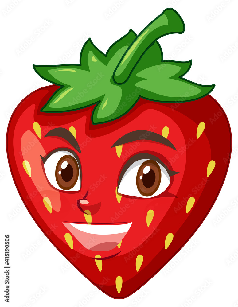 Obraz premium Strawberry cartoon character with facial expression