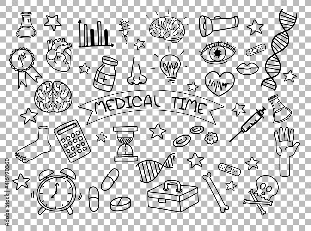 Medical element in doodle or sketch style isolated on transparent background