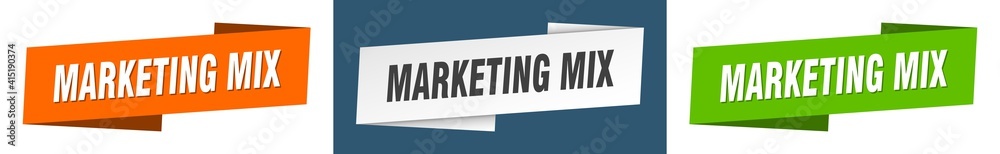 marketing mix banner. marketing mix ribbon label sign set