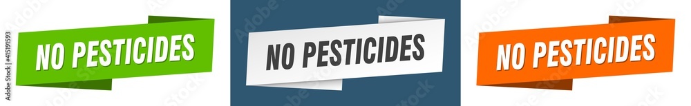 no pesticides banner. no pesticides ribbon label sign set