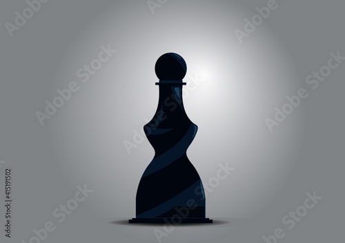 Chees peace pawn dark on a gray background vector cartoon illustration