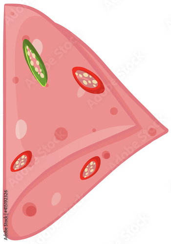 Sliced bologna sausage with chili isolated