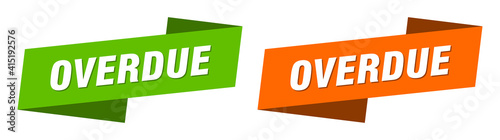 overdue banner. overdue ribbon label sign set