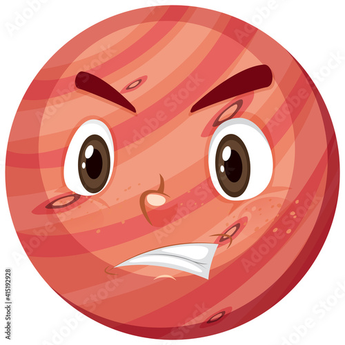 Mars cartoon character with angry face expression on white background