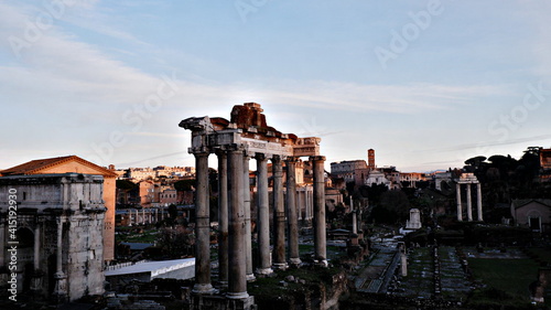 Ruins of Forum Romanum on Capitolium hill in Rome, Italy