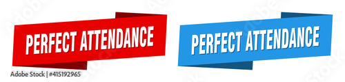 perfect attendance banner. perfect attendance ribbon label sign set