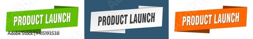 product launch banner. product launch ribbon label sign set