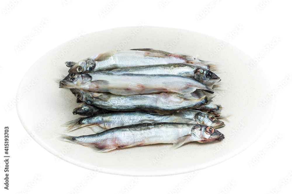 Frozen and freshly caught capelin closeup Frozen and freshly caught capelin closeup