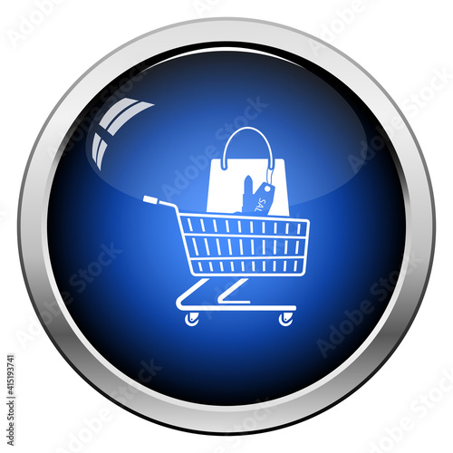 Shopping Cart With Bag Of Cosmetics Icon