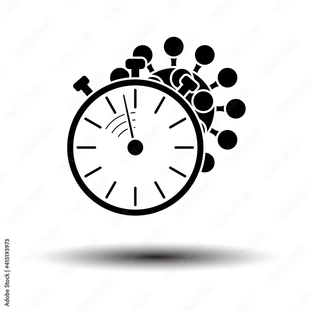Coronavirus Molecule Under Stopwatch Icon Coronavirus Molecule Under Stopwatch Icon