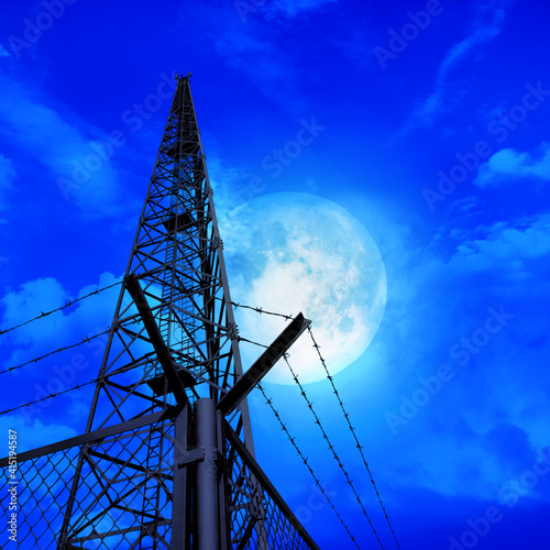 Canvas-taulu Communications pylon against a blue sky