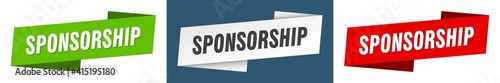 sponsorship banner. sponsorship ribbon label sign set
