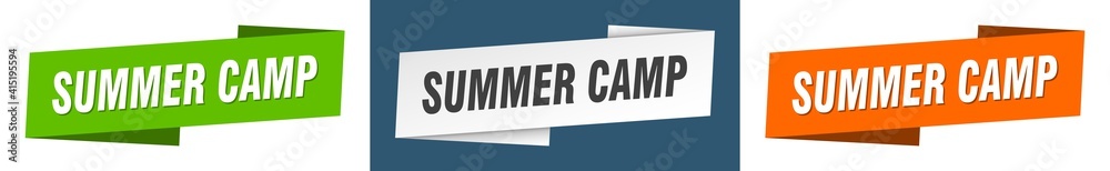 summer camp banner. summer camp ribbon label sign set summer camp banner. summer camp ribbon label sign set