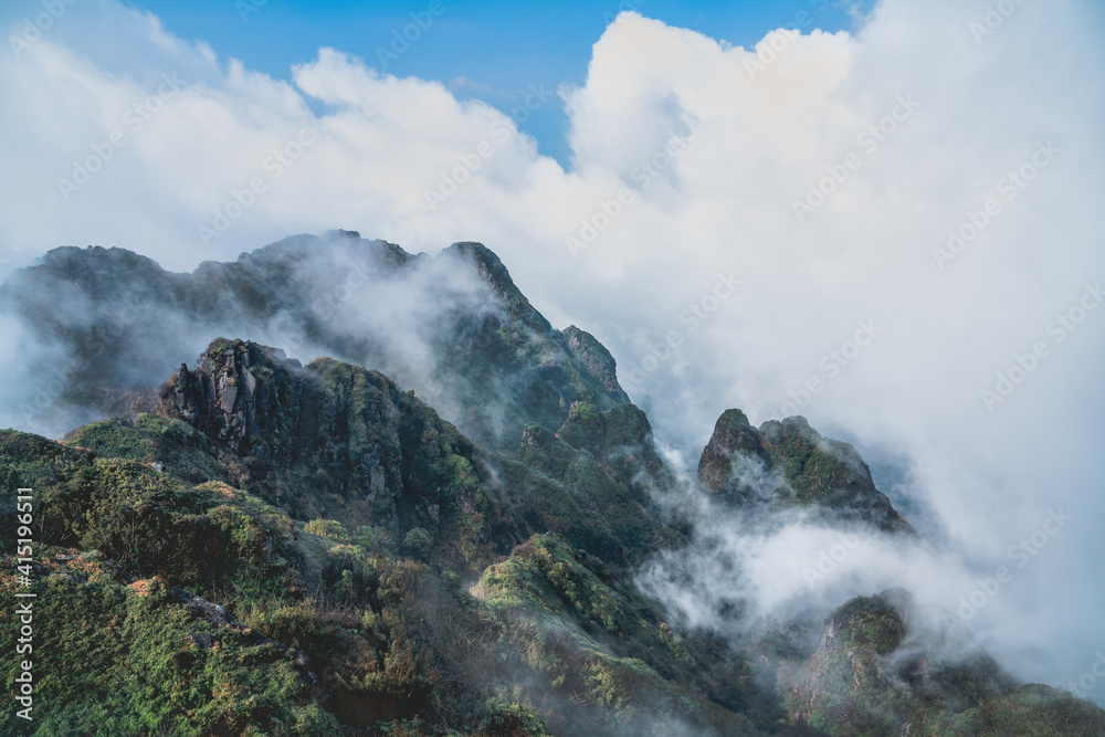 On the peak of the highest mountain in Indo-China Vietnam SaPa Mount Fansipan On the peak of the highest mountain in Indo-China Vietnam SaPa Mount Fansipan