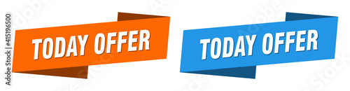 today offer banner. today offer ribbon label sign set