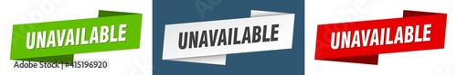 unavailable banner. unavailable ribbon label sign set
