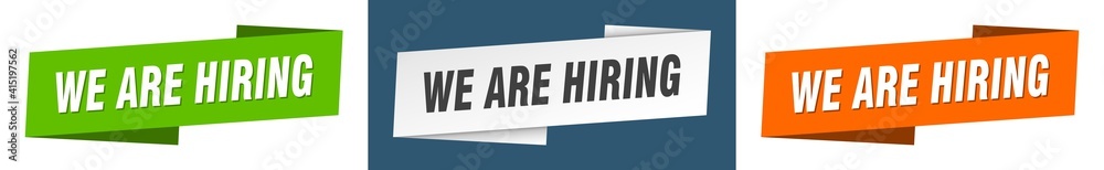 we are hiring banner. we are hiring ribbon label sign set