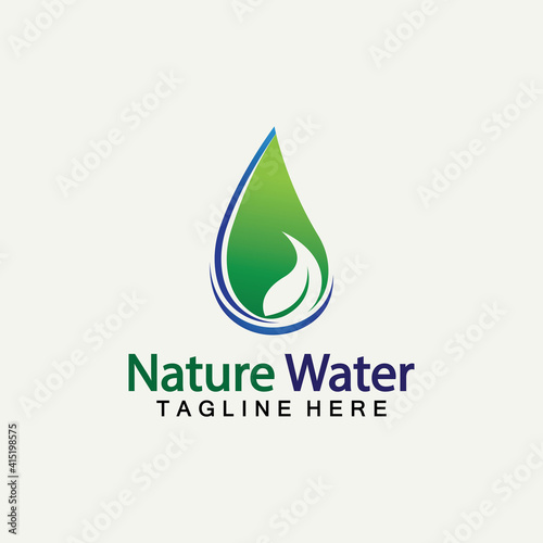 Nature Water logo vector icon illustration design  template.Ecology logo.Water Drop Leaf Logo.Water Drop Design Template vector illustration