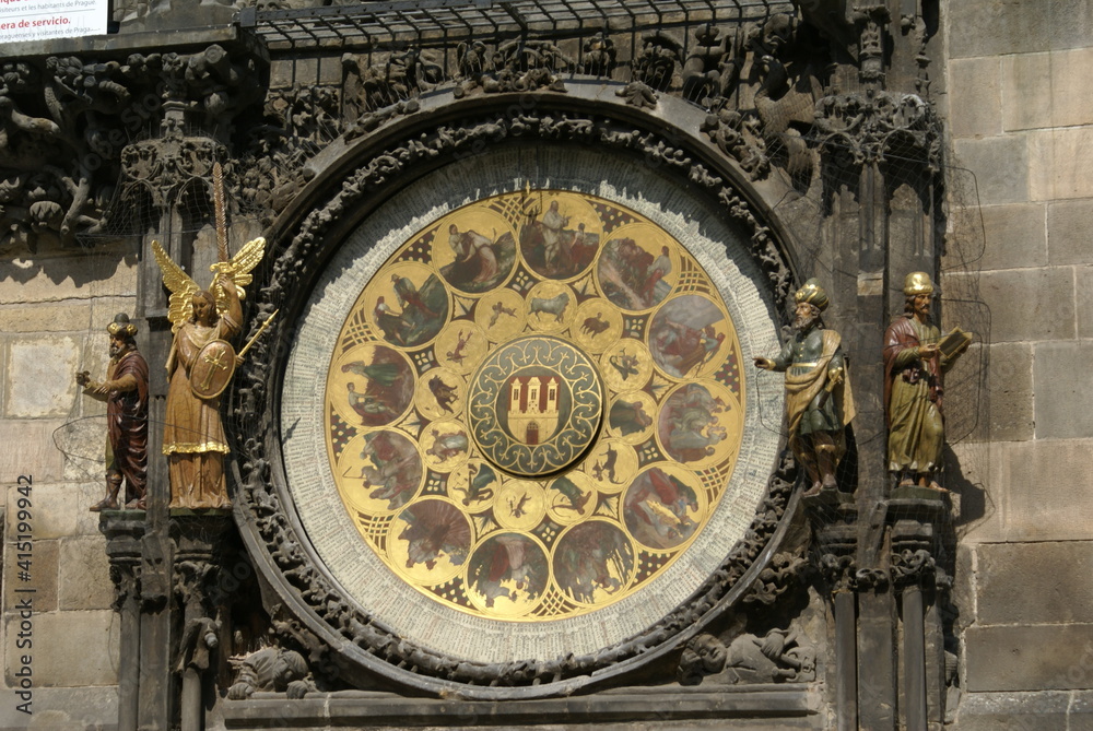 Prague, Czech Republic: the calendar dial of the  astronomical clock (Orloj) in Old Town Square