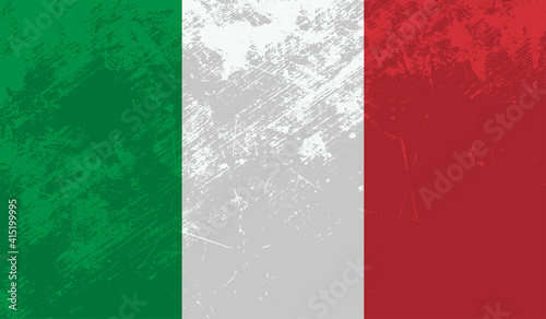 Italy, italian flag on concrete textured background