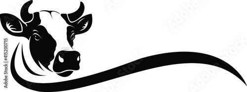 cow head logo vector black and white
