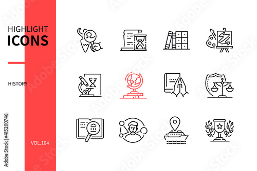 History - modern line design style icons set