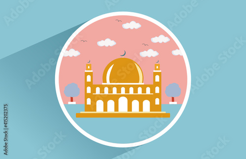 Fototapeta Decoration mosque vector illustration, perfect for Ramadan Kareem background, wa