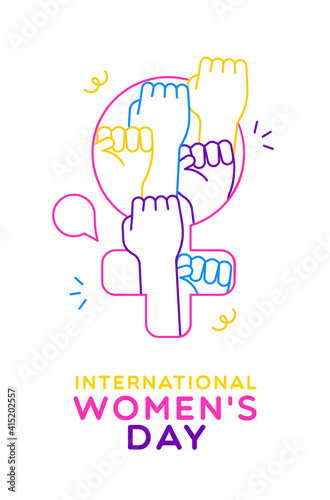 Women's Day diverse woman hand protest card