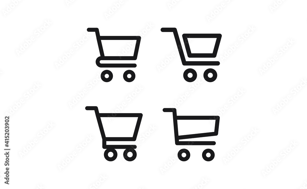 Shopping cart vector icon collection. E-commerce online shop symbol.