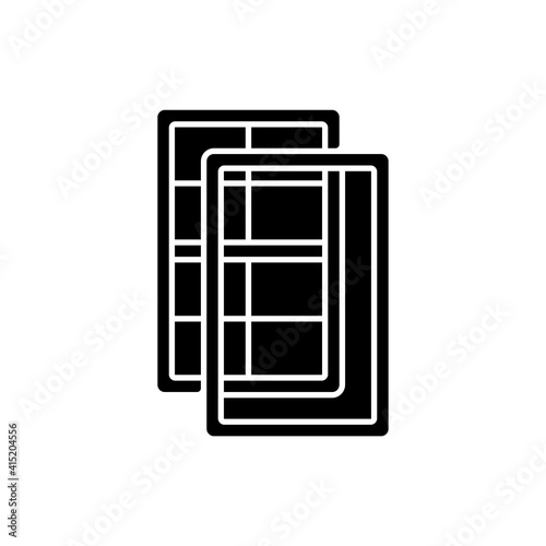Storm windows black glyph icon. Extra wind protection. Providing extensive insulation. Air leakage reduction. Weather insulation. Silhouette symbol on white space. Vector isolated illustration