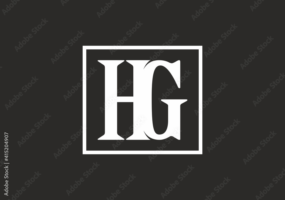 Obraz premium Black white HG initial letter in square