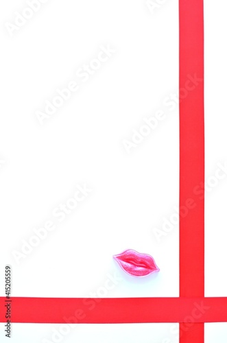 red, isolated, frame, white, love, ribbon, braid, edging, frame, lips, kiss, glitter, pink, paper, ribbon, holiday, postcard